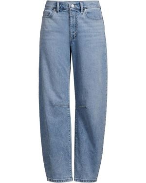 Lands' End Soft Denim Relaxte Barrel-Jeans Mid Waist, Damen, Größe:34 Petite, By - Blau