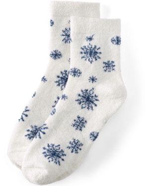 Lands' End Flauschige Weihnachtssocken, Damen, Größe:Null Regular, By - Blau