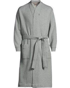 Lands' End Serious Sweats Wadenlanger Bademantel, Herren, Größe Regular, Baumwoll-Mischung/Polyester-Mischung, By - Grau