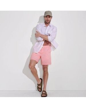 Lands' End Seersucker-Badeshorts Mit Hydroliner, 18 Cm, Herren, Größe:44-46 Regular, Elasthan/Polyester-Mischung, By - Pink