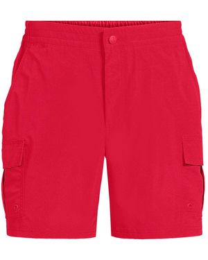 Lands' End Schnelltrocknende Upf 50 Cargo-Badeshorts, 18 Cm, Herren, Größe Regular, Elasthan/Polyester-Mischung, By - Rot