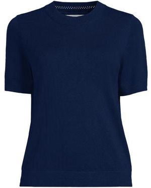 Lands' End Rundhalspullover Aus Baumwolle/Seidenmix, Damen, Größe:32-34 Regular, Baumwolle/Seide/Nylon, By - Blau