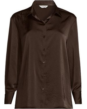 Lands' End Satinbluse, Damen, Größe Plus, Polyester, By - Braun