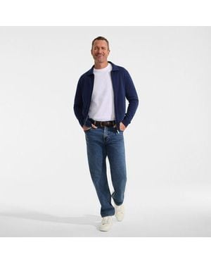 Lands' End Cardigan Aus Baumwolle/Seidenmix, Herren, Größe Regular, By - Blau