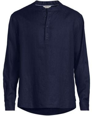 Lands' End Grandad-Hemd Aus Reinem Leinen, Herren, Größe:44-46 Regular, By - Blau