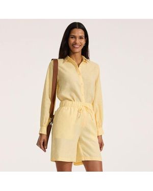 Lands' End Premium Reinleinen-Schlupfshorts, Damen, Größe Regular, Leinen, By - Gelb