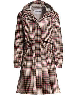 Lands' End Verstaubarer Wasserdichter Squall Kapuzen-Regenmantel Gemustert, Damen, Größe Plus, Polyester, By - Braun