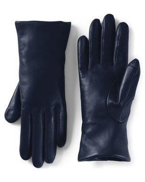 Lands' End Lederhandschuhe Mit Kaschmirfutter, Damen, Größe Regular, Kaschmir/Leder, By - Blau