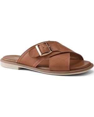 Lands' End Lederpantoletten, Damen, Größe Regular, Leder, By - Braun