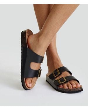 Lands' End Doppelschnallen-Pantolette, Damen, Größe Regular, Synthetic-Blend, By - Braun