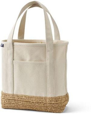 Lands' End Mittelgroße Offene Canvastasche Mit Stroh-Basis, Damen, Größe:Null Regular, By - Natur