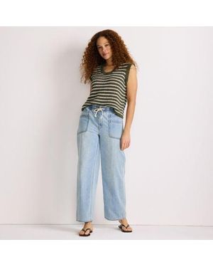 Lands' End Gerade Jeans Mit Elastikbund, Damen, Größe Petite, Baumwolle, By - Blau