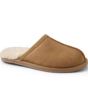 Lands' End Veloursleder-Pantoletten, Herren, Größe Regular, Leder/Rauleder, By - Braun