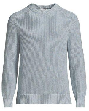 Lands' End Melierter Rundhalspullover Drifter, Herren, Größe Regular, Baumwolle, By - Blau