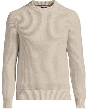 Lands' End Drifter Strukturstrick-Pullover, Herren, Größe:48-50 Tall, Baumwolle, By - Weiß