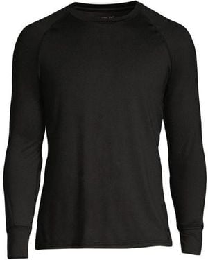 Lands' End Thermaskin Rundhals-Shirt Mit Stretch, Herren, Größe:44-46 Regular, Elasthan/Polyester-Mischung, By - Schwarz