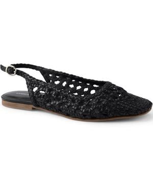 Lands' End Slingback-Sandalen, Damen, Größe Regular, Leder, By - Schwarz