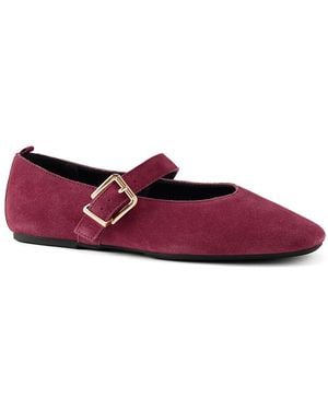 Lands' End Riemchenballerinas Aus Veloursleder, Damen, Größe Regular, Rauleder, By - Rot