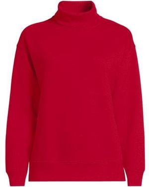 Lands' End Serious Sweats Rollkragenpullover, Damen, Größe Plus, Baumwoll-Mischung/Polyester-Mischung, By - Rot