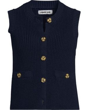 Lands' End Ärmellose Rippstrick-Weste, Damen, Größe Regular, Baumwolle, By - Blau