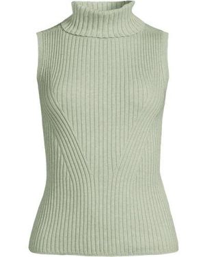 Lands' End Ärmelloser Rollkragenpullover, Damen, Größe Regular, Baumwolle/Baumwoll-Mischung/Nylon-Mischung, By - Grün