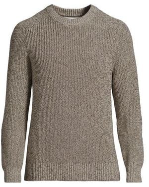 Lands' End Melierter Rundhalspullover Drifter, Herren, Größe Regular, Baumwolle, By - Grau