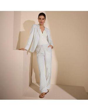 Lands' End Weite Hose Aus Leinen/Viskose-Mix, Damen, Größe:34 Regular, Leinen, By - Weiß