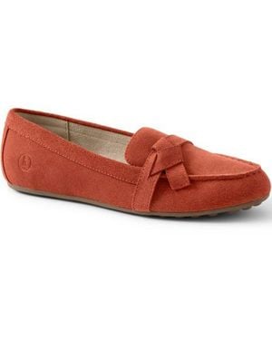 Lands' End Komfort-Pennyloafer, Damen, Größe Regular, Leder/Rauleder, By - Rot