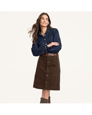 Lands' End Durchgeknöpfter Mid Waist Feincord-Rock, Damen, Größe:34 Regular, Baumwoll-Mischung, By - Braun