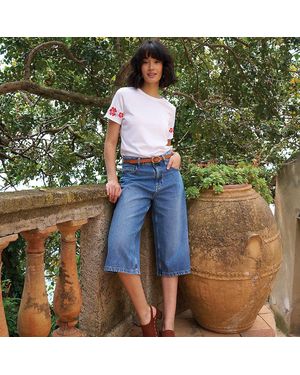 Lands' End Soft Comfort Jeans-Culotte Im Leinenmix, Damen, Größe:34 Regular, Baumwolle/Leinen/Lyocell (Viskose) By - Grün
