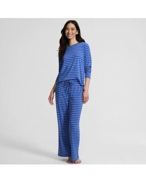 Lands' End Pyjama-Set Mit Cooling-Finish, Damen, Größe Regular, By - Blau