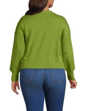 Lands' End Kurzer Feinstrick-Cardigan Aus Baumwolle, Damen, Größe Plus, Baumwolle, By - Grün
