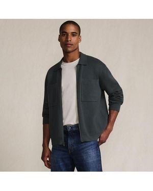 Lands' End Feinstrick-Cardigan Mit Reißverschluss, Herren, Größe Regular, Baumwolle, By - Blau