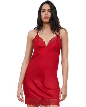 Chantelle Camisón De Satén, Midnight Flowers. Talla. Color - Rojo