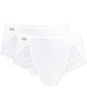 Playtex Lote De 2 Slips Midi De Algodón Y Encaje. Talla. Color - Blanco