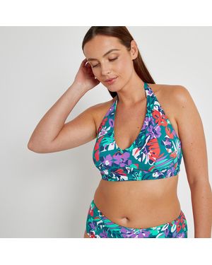 LA REDOUTE COLLECTIONS PLUS Parte de arriba de bikini tipo foulard, estampado de flores - Azul