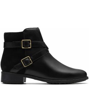 Clarks Botas planas de piel Havisham - Negro