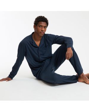 La Redoute Pijama largo de punto con cuello camisero - Azul