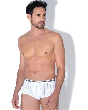 EMINENCE Calzoncillo slip de talle alto, con rayas, abierto - Blanco