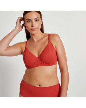 LA REDOUTE COLLECTIONS PLUS Sujetador de bikini envolvente, punto con textura - Rojo