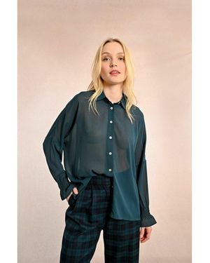 Molly Bracken Camisa de manga larga, semitransparente - Azul