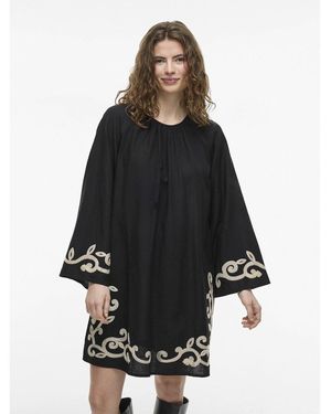 Vila Vestido corto, estampado en los bajos - Negro