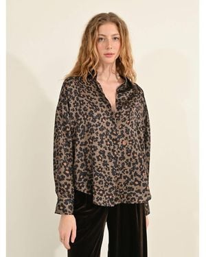 Molly Bracken Camisa estampada de corte amplio, satinada - Marrón