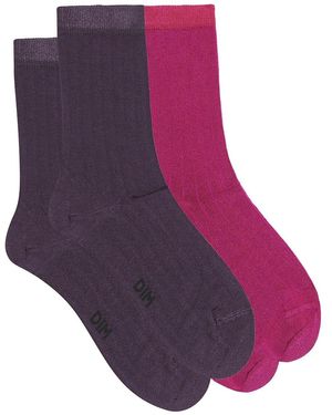 DIM Lote de 2 calcetines de largo medio - Morado