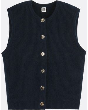 La Redoute Chaleco Con Botones, Cuello Redondo, Punto Grueso. Talla. Color - Azul