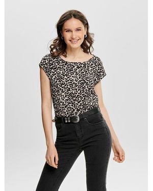 ONLY Blusa con estampado de lunares, cuello redondo y manga corta - Negro