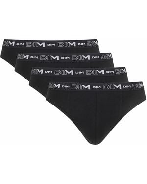 DIM Lote de 4 slips lisos Cotton Stretch - Negro