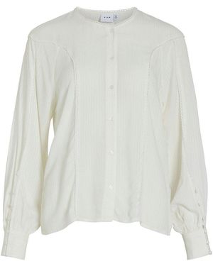 Vila Blusa Fluida, Cuello Bordado. Talla. Color - Blanco