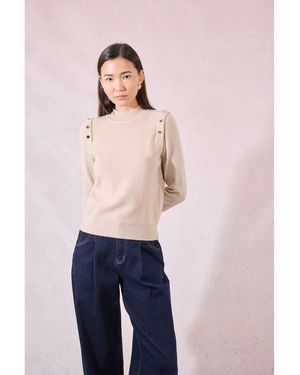 Molly Bracken Jersey Fino Con Charreteras. Talla. Color - Azul