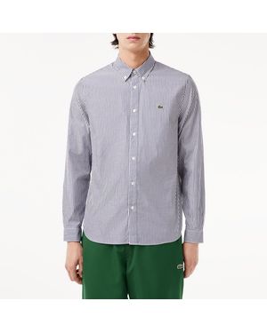 Camisa De Manga Larga De Rayas En Azul De Lacoste de hombre de color Blanco Lyst
